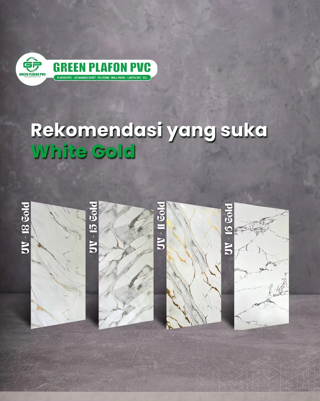 Rekomendasi yang suka White Gold#greenplafonpvc #interior #uvmarblesheet #premiumquality #interi